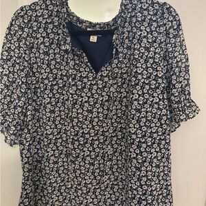 J. Crew Navy and White Floral Blouse